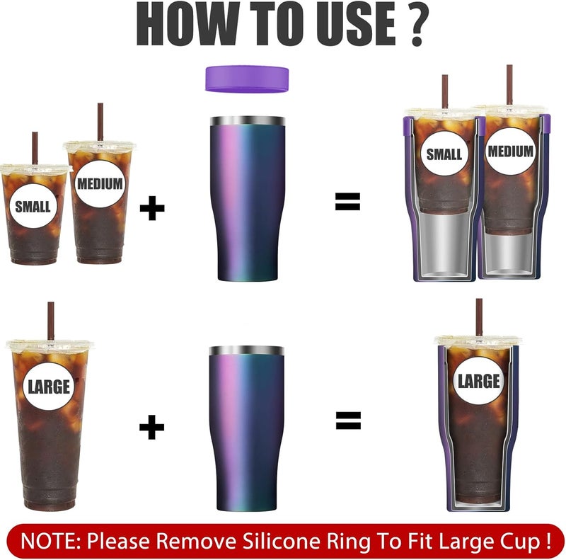 Niceyos Universal Iced Coffee Sleeve - Upgraded Double Wall Reusable Stainless Steel Holder Sleeves Insulator for Cold Drinks Fits Starbucks Dunkin Donuts McDonalds Small Medium Large Cup (Aurora) - Image 2